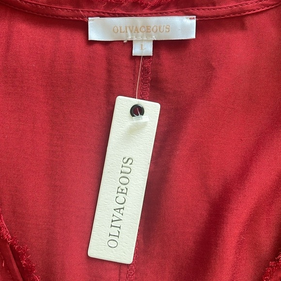 NWT Olivaceous V Neck Sleeveless Blouse Size L Dark Red Business Casual Raw Hem - Picture 5 of 11